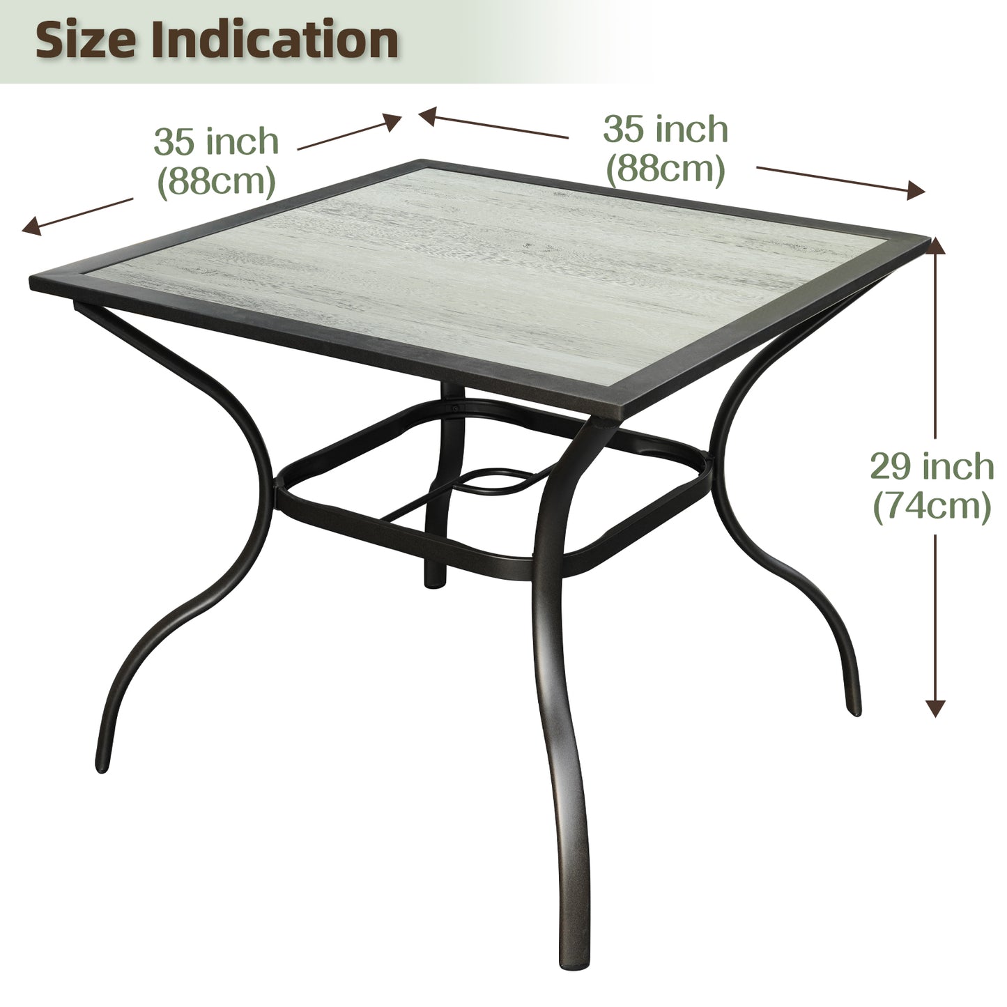 Patio Dining Table, Square Indoor Outdoor Bar Table for 4- Gray-6B