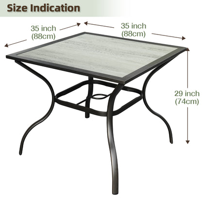 Patio Dining Table, Square Indoor Outdoor Bar Table for 4- Gray-6B