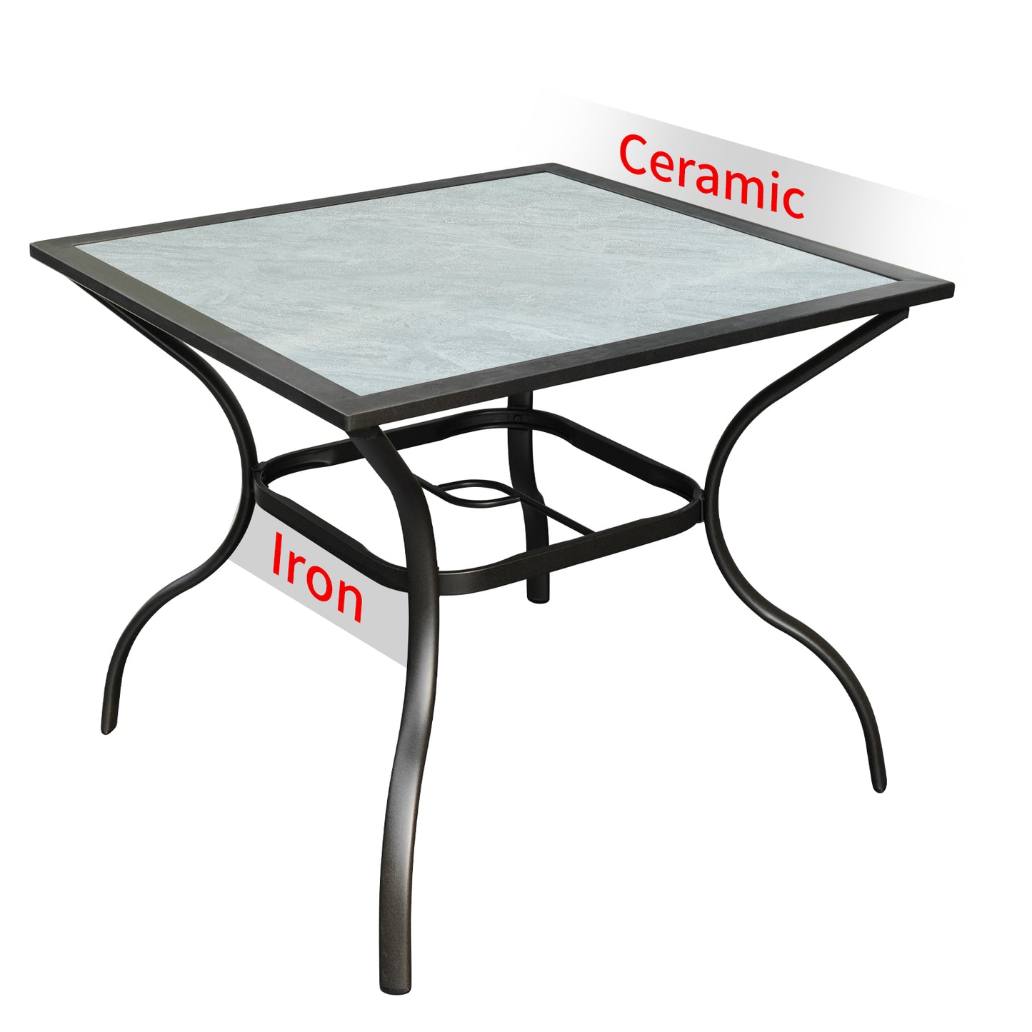 Patio Dining Table, Square Indoor Outdoor Bar Table for 4- Gray-6B