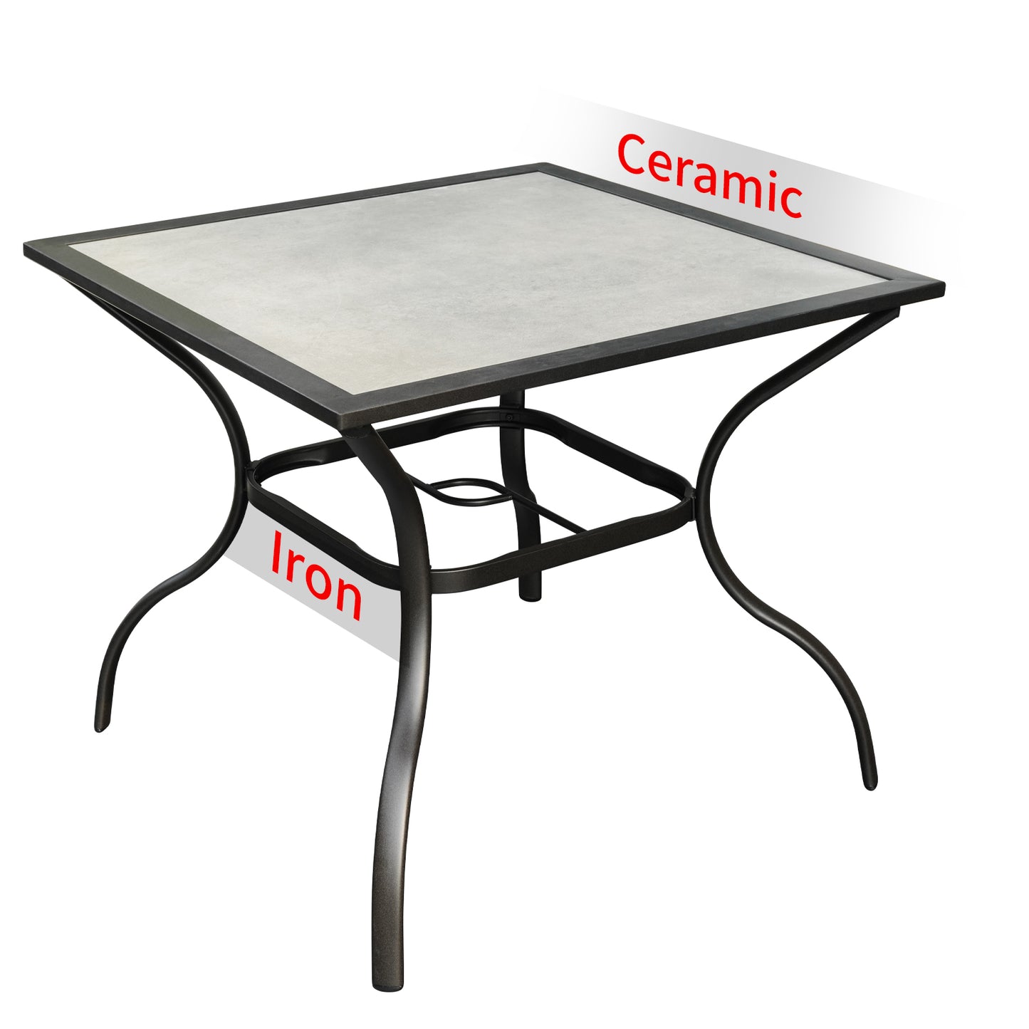 Patio Dining Table, Square Indoor Outdoor Bar Table for 4- Gray-6B